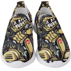 Scooter-motorcycle-boot-cartoon-vector Kids  Slip On Sneakers by 99art