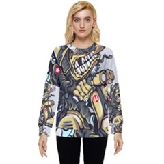 Scooter-motorcycle-boot-cartoon-vector Hidden Pocket Sweatshirt