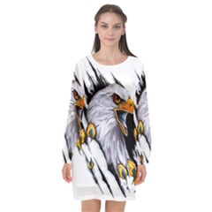 Eagle Long Sleeve Chiffon Shift Dress  by 99art