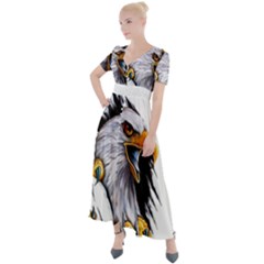 Eagle Button Up Short Sleeve Maxi Dress by 99art