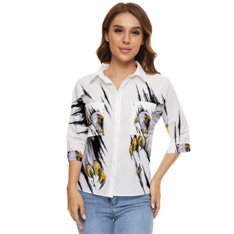 Eagle Women s Quarter Sleeve Pocket Shirt by 99art