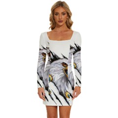 Eagle Long Sleeve Square Neck Bodycon Velvet Dress by 99art