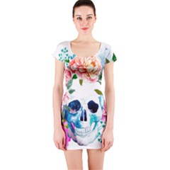 Day Of The Dead Skull Art Short Sleeve Bodycon Dress by 99art