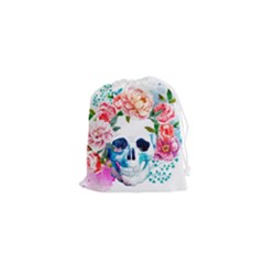 Day Of The Dead Skull Art Drawstring Pouch (xs) by 99art