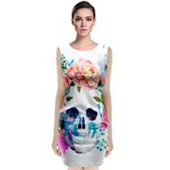 Day Of The Dead Skull Art Sleeveless Velvet Midi Dress