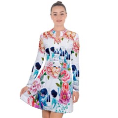 Day Of The Dead Skull Art Long Sleeve Panel Dress by 99art