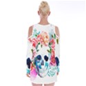 Day Of The Dead Skull Art Velvet Long Sleeve Shoulder Cutout Dress View2