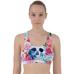 Day Of The Dead Skull Art Back Weave Sports Bra by 99art