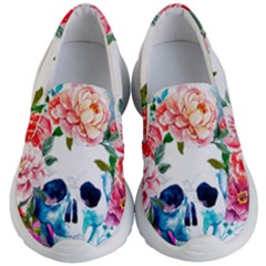 Day Of The Dead Skull Art Kids Lightweight Slip Ons by 99art