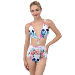 Day Of The Dead Skull Art Tied Up Two Piece Swimsuit by 99art