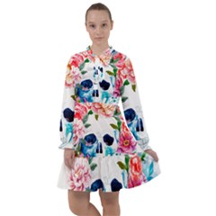 Day Of The Dead Skull Art All Frills Chiffon Dress by 99art