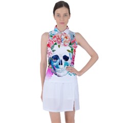 Day Of The Dead Skull Art Women s Sleeveless Polo Tee by 99art