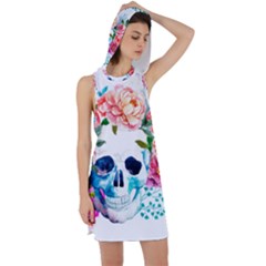 Day Of The Dead Skull Art Racer Back Hoodie Dress by 99art