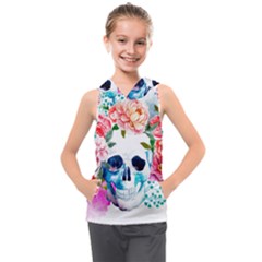 Day Of The Dead Skull Art Kids  Sleeveless Hoodie by 99art