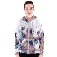 Drawing-astronaut Women s Zipper Hoodie