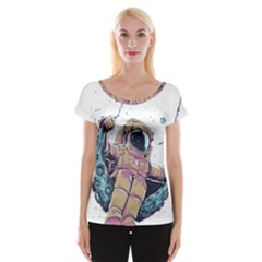 Drawing-astronaut Cap Sleeve Top by 99art