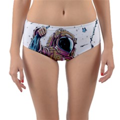 Drawing-astronaut Reversible Mid-waist Bikini Bottoms by 99art