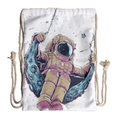 Drawing-astronaut Drawstring Bag (large) by 99art