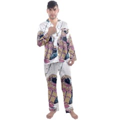 Drawing-astronaut Men s Long Sleeve Satin Pajamas Set by 99art