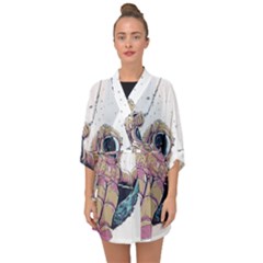 Drawing-astronaut Half Sleeve Chiffon Kimono by 99art