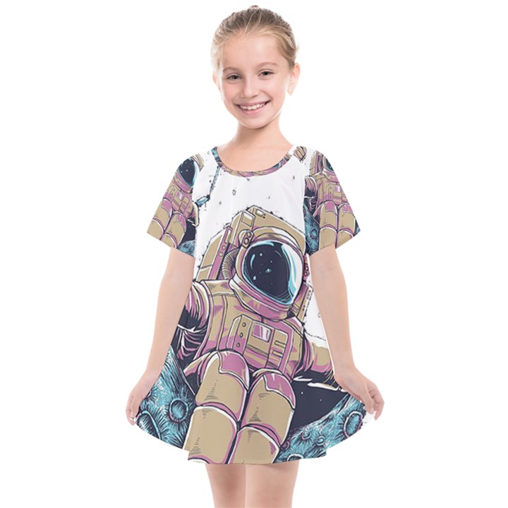 Drawing-astronaut Kids  Smock Dress