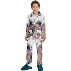 Drawing-astronaut Kids  Long Sleeve Velvet Pajamas Set by 99art