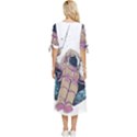 Drawing-astronaut Bow Sleeve Chiffon Midi Dress View4