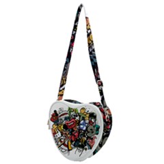 Mural Graffiti Paint Heart Shoulder Bag by 99art