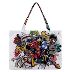 Mural Graffiti Paint Zipper Medium Tote Bag by 99art