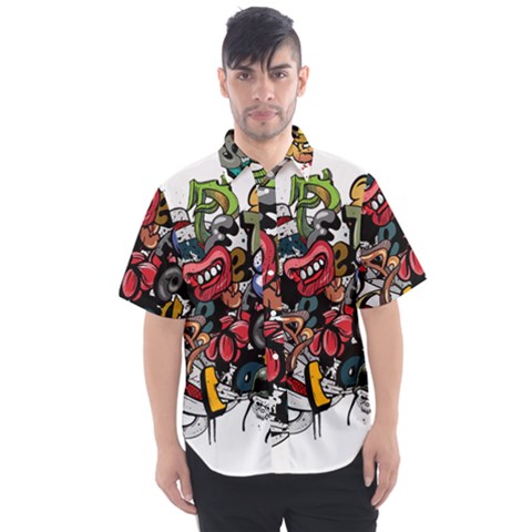 Mural Graffiti Paint Men s Short Sleeve Shirt by 99art