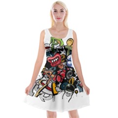 Mural Graffiti Paint Reversible Velvet Sleeveless Dress