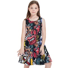 Mural Graffiti Paint Kids  Skater Dress by 99art