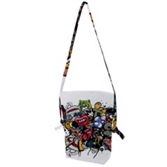 Mural Graffiti Paint Folding Shoulder Bag by 99art