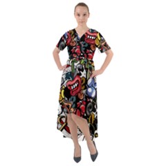 Mural Graffiti Paint Front Wrap High Low Dress by 99art