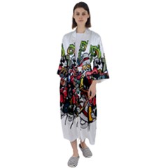 Mural Graffiti Paint Maxi Satin Kimono by 99art