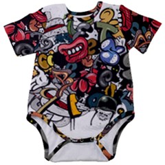 Mural Graffiti Paint Baby Short Sleeve Bodysuit by 99art