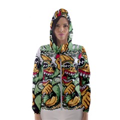 Scooter-motorcycle-graffiti Women s Hooded Windbreaker