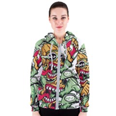 Scooter-motorcycle-graffiti Women s Zipper Hoodie