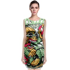 Scooter-motorcycle-graffiti Sleeveless Velvet Midi Dress