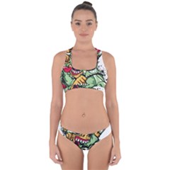 Scooter-motorcycle-graffiti Cross Back Hipster Bikini Set by 99art