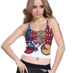 Amsterdam Graphic Design Poster Illustration Spaghetti Strap Bra Top by 99art