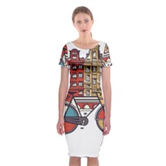 Amsterdam Graphic Design Poster Illustration Classic Short Sleeve Midi Dress by 99art