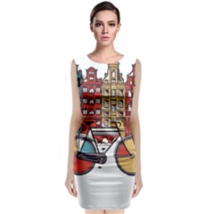 Amsterdam Graphic Design Poster Illustration Sleeveless Velvet Midi Dress