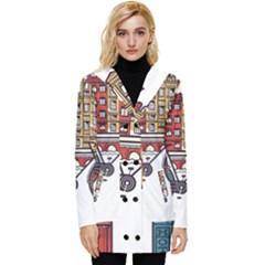 Amsterdam Graphic Design Poster Illustration Button Up Hooded Coat  by 99art