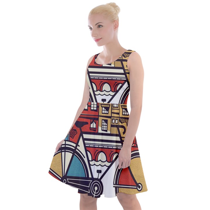 Amsterdam Graphic Design Poster Illustration Knee Length Skater Dress