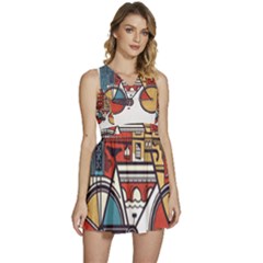 Amsterdam Graphic Design Poster Illustration Sleeveless High Waist Mini Dress by 99art