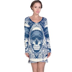 Skull Drawing Long Sleeve Nightdress by 99art