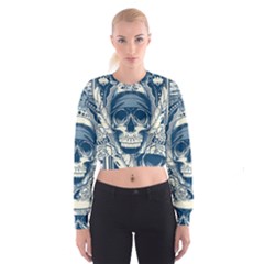 Skull Drawing Cropped Sweatshirt