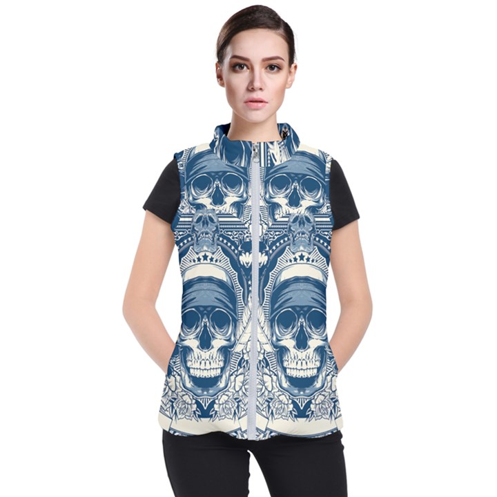 Skull Drawing Women s Puffer Vest