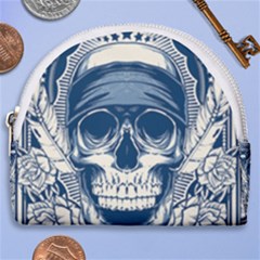 Skull Drawing Horseshoe Style Canvas Pouch by 99art